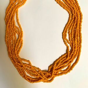 Vintage Marigold yellow layered beaded necklace